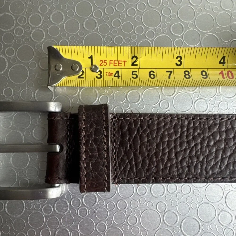 George Mens 46 Chocolate Grain Leather Belt Classic Big Tall Textured